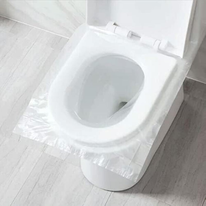 EGV-50 Pieces Disposable Plastic Toilet Seat Cover Waterproof, WC Cushion Toilet Cushion for Baby Pregnant Mom, Independent Packaging Suitable for Travel - Image 1